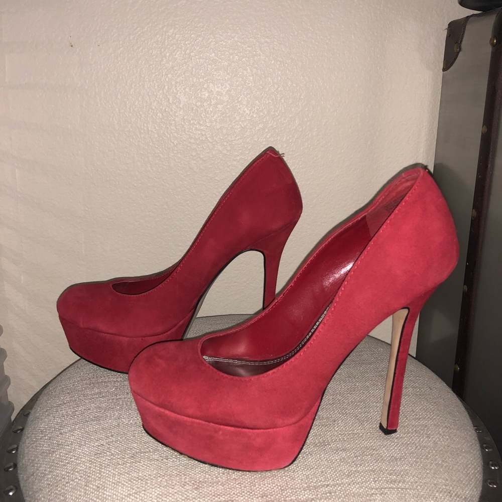 Red suede heels